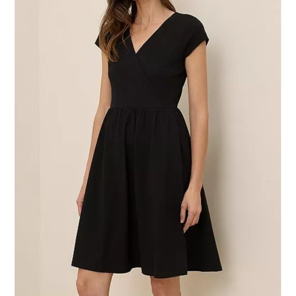 Pact Womens Fit & Flare Crossover Dress Black Organic Cotton XL LBD Classic